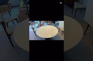 Customised 130cm Round Glossy Travertine Sintered Stone Dining Table | Luxury Italy Modern Design
