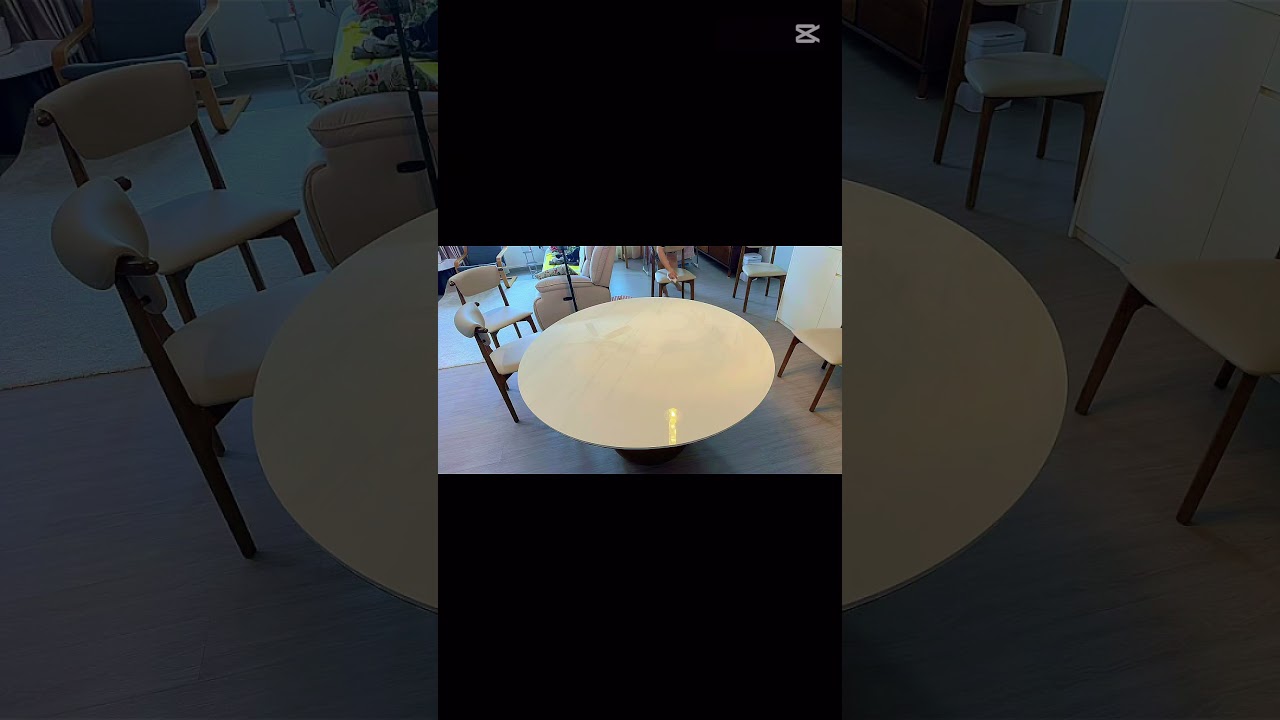 Customised 130cm Round Glossy Travertine Sintered Stone Dining Table | Luxury Italy Modern Design Customised 130cm Round Glossy Travertine Sintered Stone Dining Table | Luxury Italy Modern Design