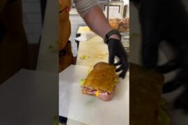 Italian Sandwich: Mortadella, Soppressata,Provolone, Romaine, Pickled Onions, Fresh Basil