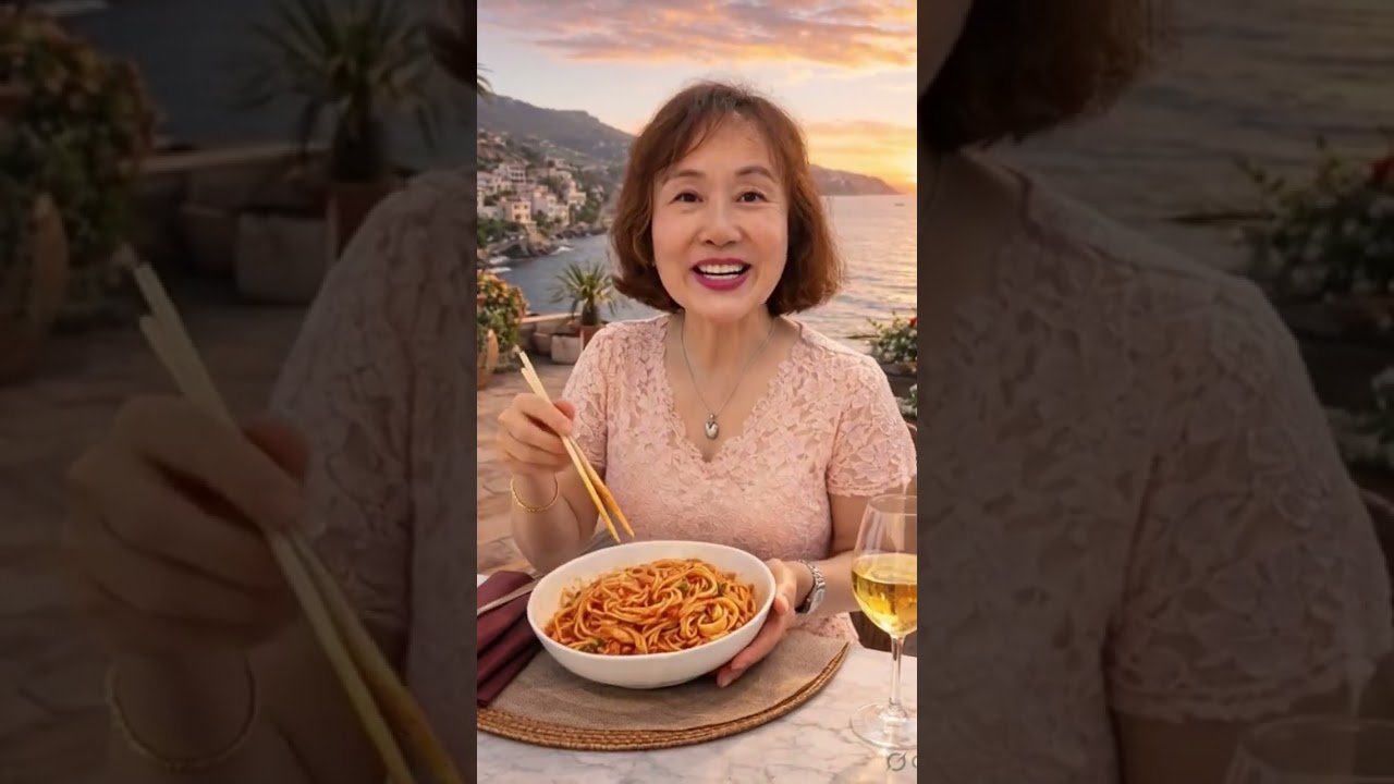 Grandma’s Italian Pasta & Wine Mukbang by the Sea 🍝🍷 Grandma’s Italian Pasta & Wine Mukbang by the Sea 🍝🍷