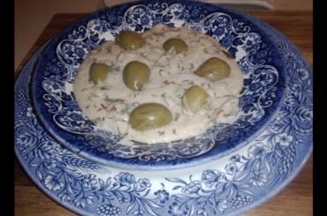 Italian Garlic Soup w/ almonds, olives, dry white wine