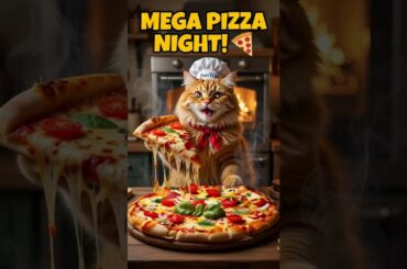 (Chef Cat Cooking Journey) EP 12 - Giant Pizza Night #cookingcat #shorts