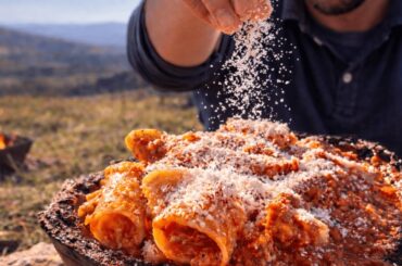 Cooking Rustic Italian Pasta alla Zozzona over Fire in the Mountains | Outdoor Cooking - No talking
