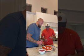 Cooking #pizza with Dalton Risner & @whitneymarierisner what a day! #nfl #football #friends