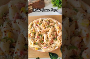 White Sauce Pasta 🍝 #shorts #recipe #pasta #whitesaucepasta #food #trending #viral