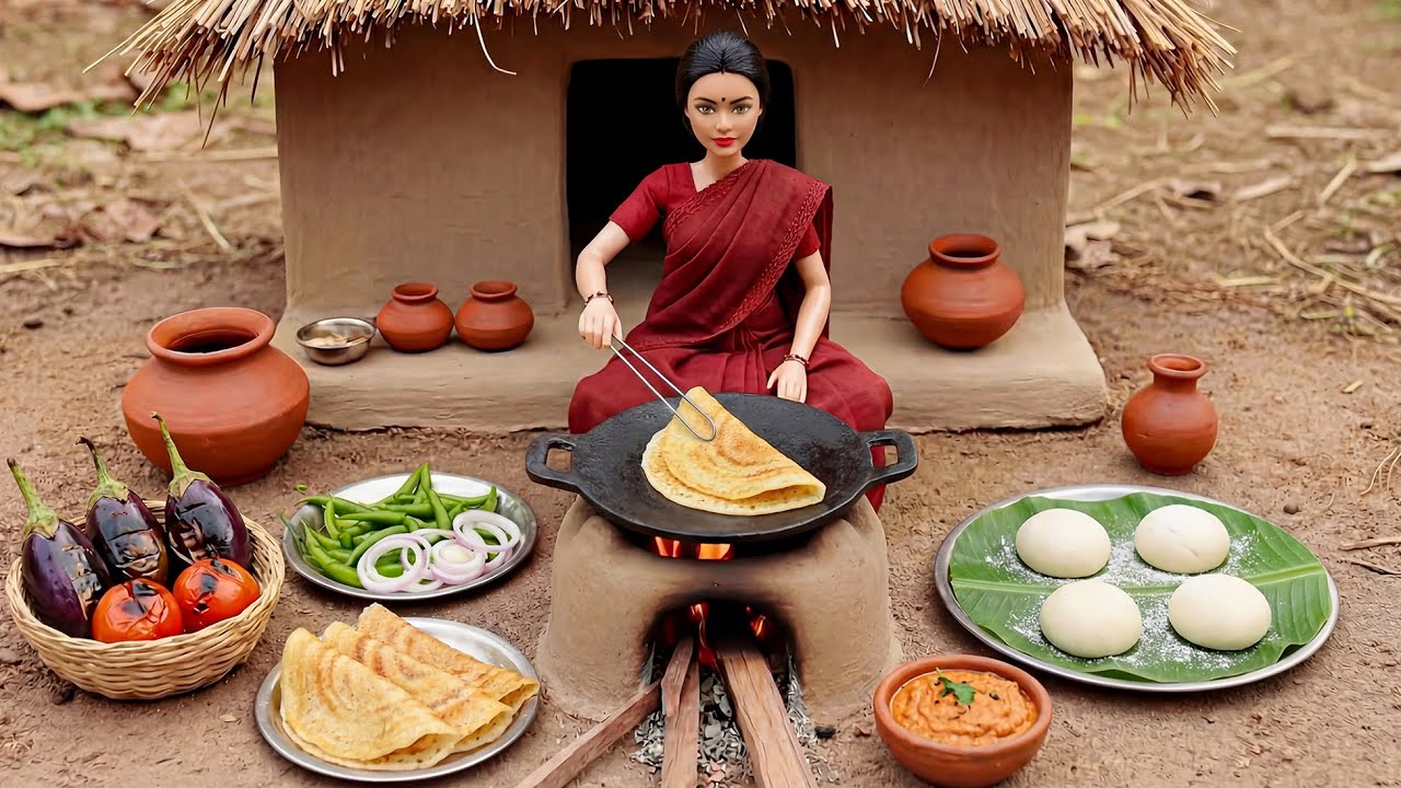 Miniature Doll Dosa & Chutney Cooking ASMR 🫓🥥 | Indian Village Tiny Kitchen Story Miniature Doll Dosa & Chutney Cooking ASMR 🫓🥥 | Indian Village Tiny Kitchen Story
