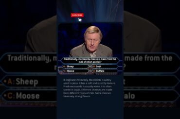 What Is Mozzarella Made From? 🧀 #quiz #millionaire #trivia #cheese #mozzarella #food #italy #tvshow