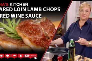 Seared Loin Lamb Chops in Red Wine Sauce
