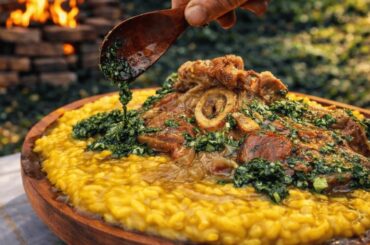 Cooking Milanese Risotto & Ossobuco Over Fire in the Italian Countryside | ASMR Cooking