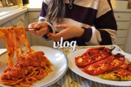 taking time to relax 🍝 cookware shopping at Glyfada & making the creamiest shrimp pasta