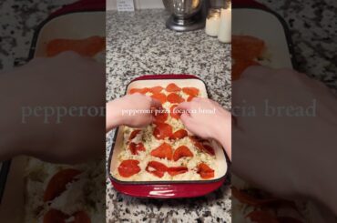 pepperoni pizza focaccia bread! #recipe #dinner #cooking #food #trend #shorts