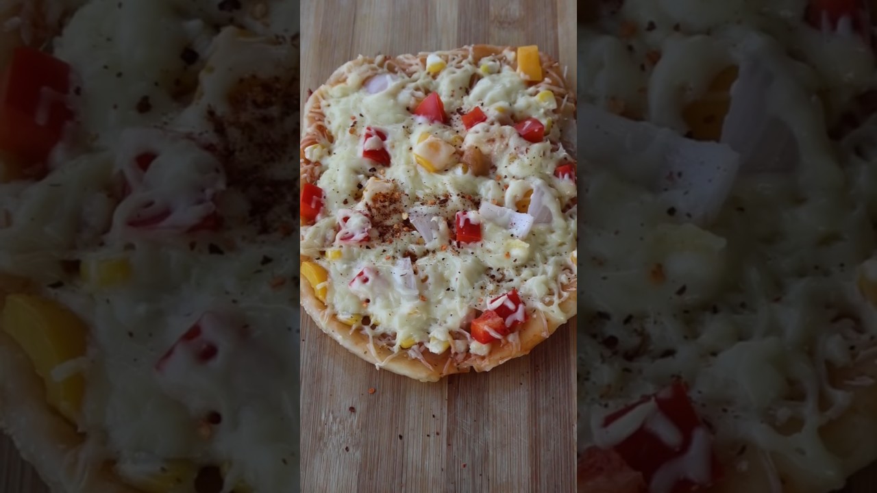 Homemade Pizza Recipe | No Oven Easy Pizza ๐#shorts Homemade Pizza Recipe | No Oven Easy Pizza ๐#shorts
