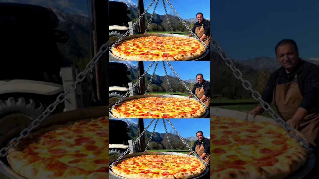 Village style giant Pizza making with elevator #cooking #villagecooking #wilderness #shorts Village style giant Pizza making with elevator #cooking #villagecooking #wilderness #shorts