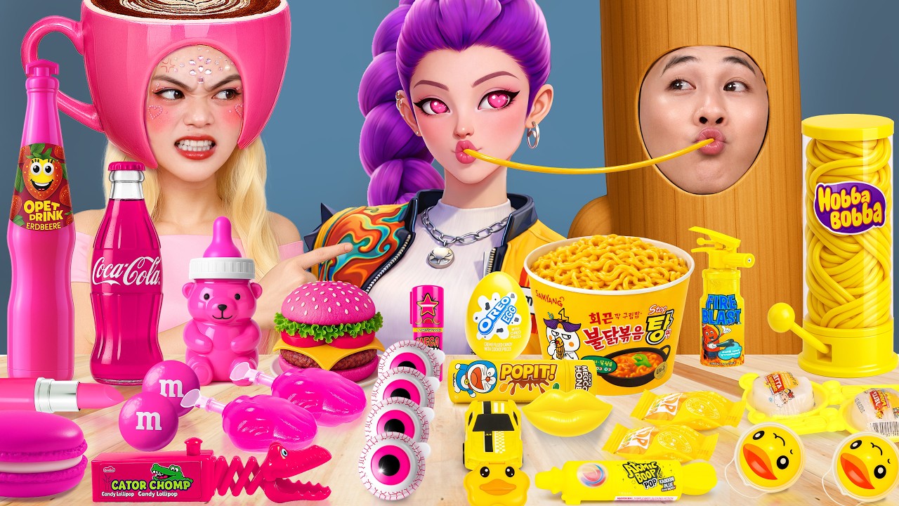 YELLOW FOOD vs PINK FOOD CHALLENGE | ASMR MUKBANG 매운 라면 먹방 Italian Brainrot x Huntrix RUMI YELLOW FOOD vs PINK FOOD CHALLENGE | ASMR MUKBANG 매운 라면 먹방 Italian Brainrot x Huntrix RUMI