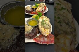Steaks and Lobster covered in butter @GoldenSteerLasVegas