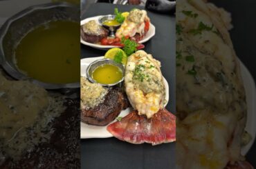 Steaks and Lobster covered in butter @GoldenSteerLasVegas