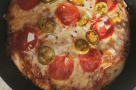 Homemade dough in a cast iron pan