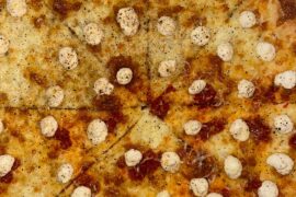 “Spicy White” and Roasted Mushroom, Calabrian Chili, and Pepperoni from Chrissy’s Pizza