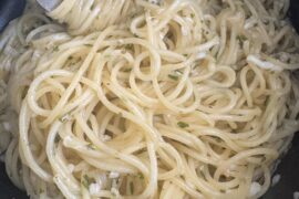 First attempt - angel hair with garlic butter sauce