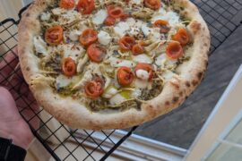 A couple of delayed birthday pizzas. New York-ish style dough in a Koda 16.