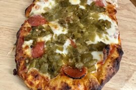 Fresh Mozzarella, Shredded Mozzarella, Pepperoni and Green Chile