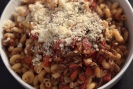 Cavatappi alla Boscaiola courtesy of Giuliano Hazan