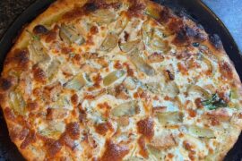 Chicken Spinach Artichoke with Alfredo sauce mozzarella and Parmesan