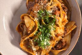 A homemade pappardelle and chuck roast ragu