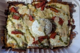 Detroit Style from a father & son joint. "The Burrata Bomb"