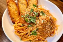 Spaghetti and Meatballs in Creamy Marinara