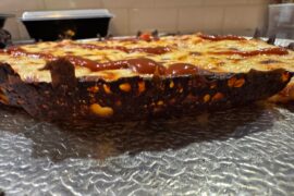 Cast Iron Pan pizza with extra sauce