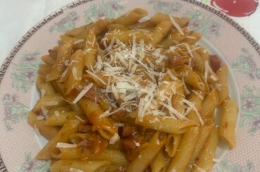 My first red sauce pasta.