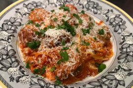 Homemade Meatballs in San Marzano Sauce with Gluten Free Spaghetti