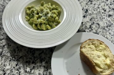 My dinner. Pesto and Cavatappi.