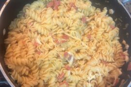 Fusilli with sausage and cheese :) my mom’s recipe