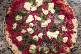 Beet, pickle, and chevre...and am I nuts for preferring home oven to pizza oven?