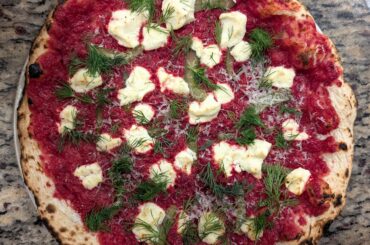 Beet, pickle, and chevre...and am I nuts for preferring home oven to pizza oven?
