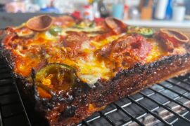 Detroit with sausage, jalapeño, pepperoni