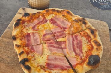 Bacon pizza for break fast