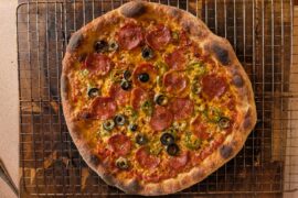 Fennel chili salami + olives + jalapenos