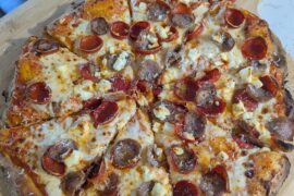 Pepperoni sausage with feta