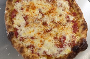 First attempt at making pizza at home on steel.