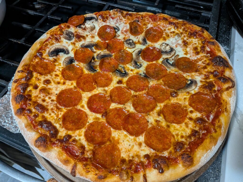 Friday night pepperoni half mushroom