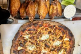 My pizza. & Wings marinated in my secret combination!