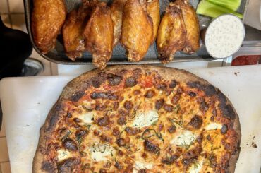 My pizza. & Wings marinated in my secret combination!