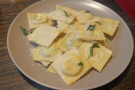 Home made ravioli with ricotta and spinach.