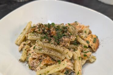 Salmon, lemon, capers etc.