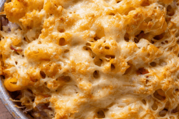 [Homemade] My attempt at oven-baked macaroni with red sauce and cheese.