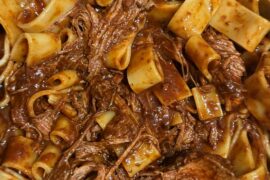 Braised shredded beef pasta