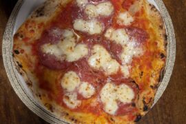 My homemade Neapolitan pizza – simple tomato, mozzarella & salami